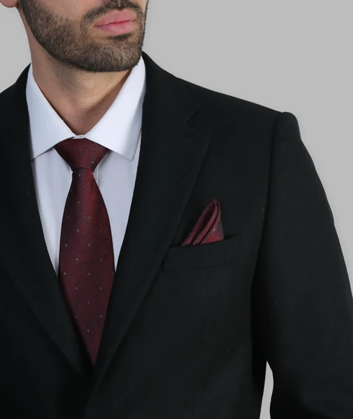 کت تک  مردانه یقه انگلیسی دو چاک  کژوان - مشکی