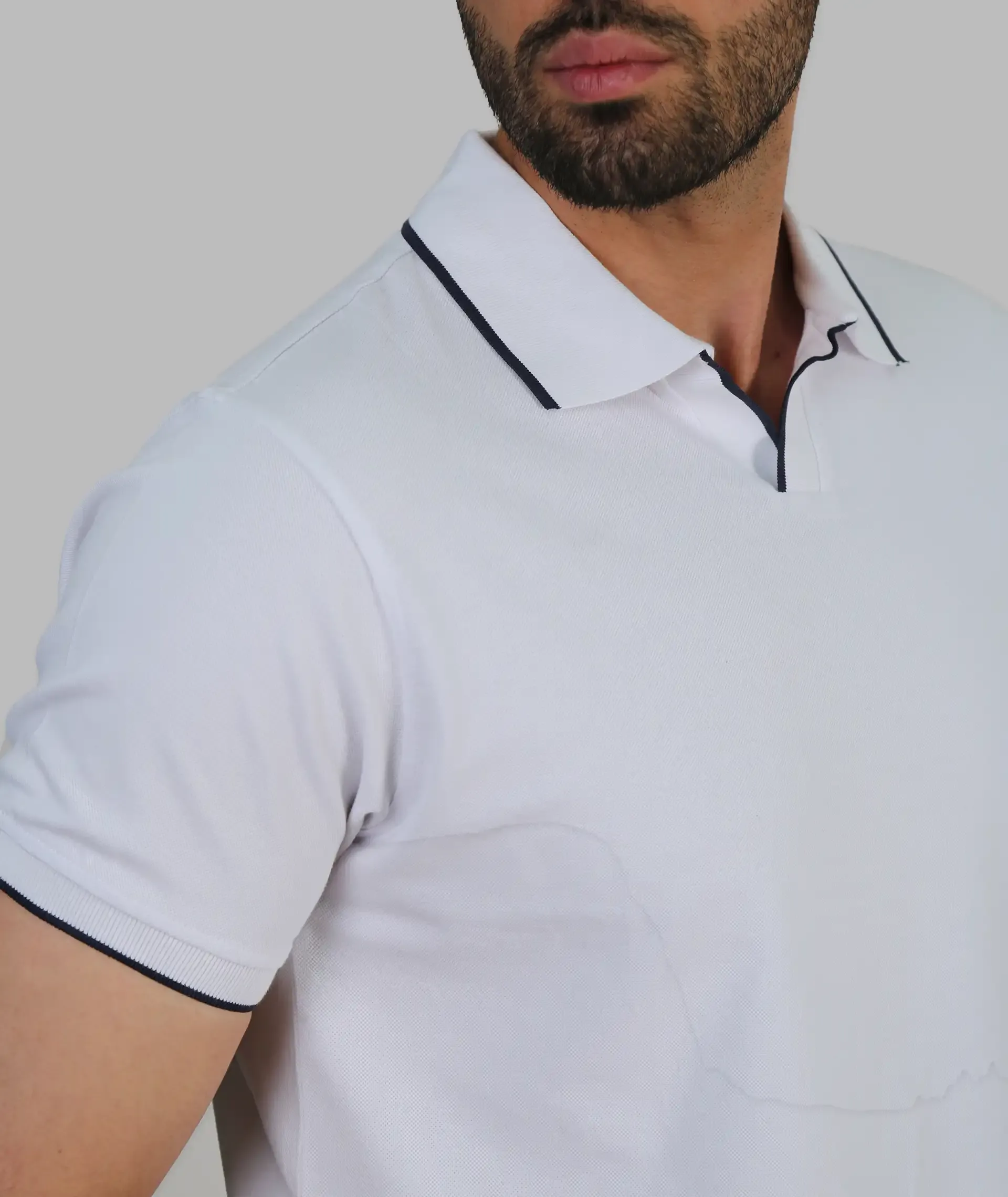 پلوشرت مردانه جودون یقه ترکیبی گابرین