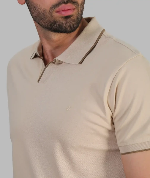 پلوشرت مردانه جودون یقه ترکیبی گابرین - کرم