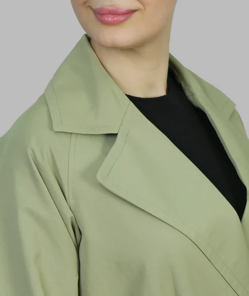 بارانی زنانه کتان زارا یقه انگلیسی دبل برست چیترا - سبز